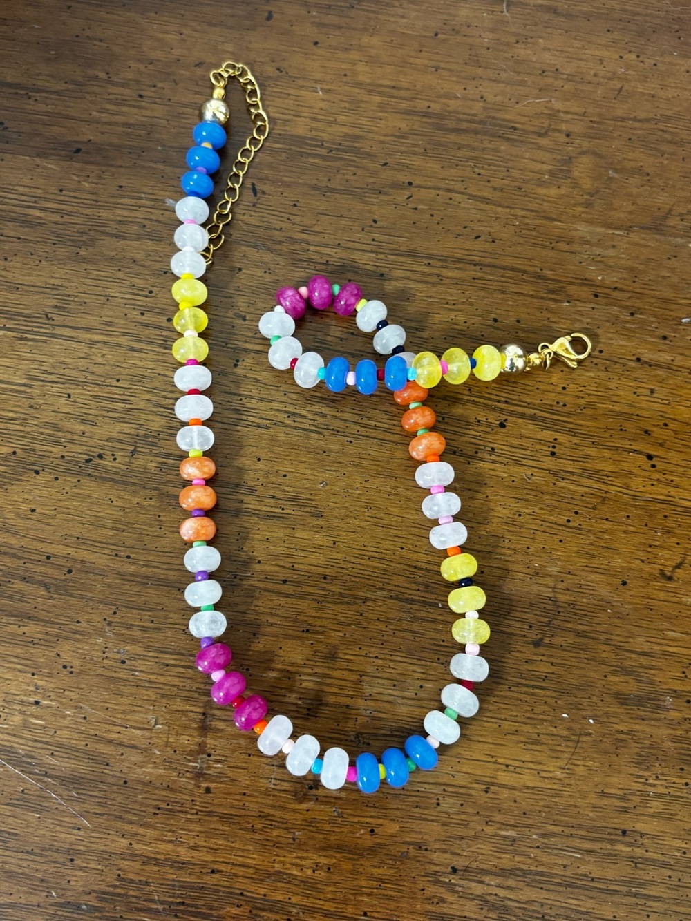 Multicolor Hand Beaded Necklace Vibrant 🌈
